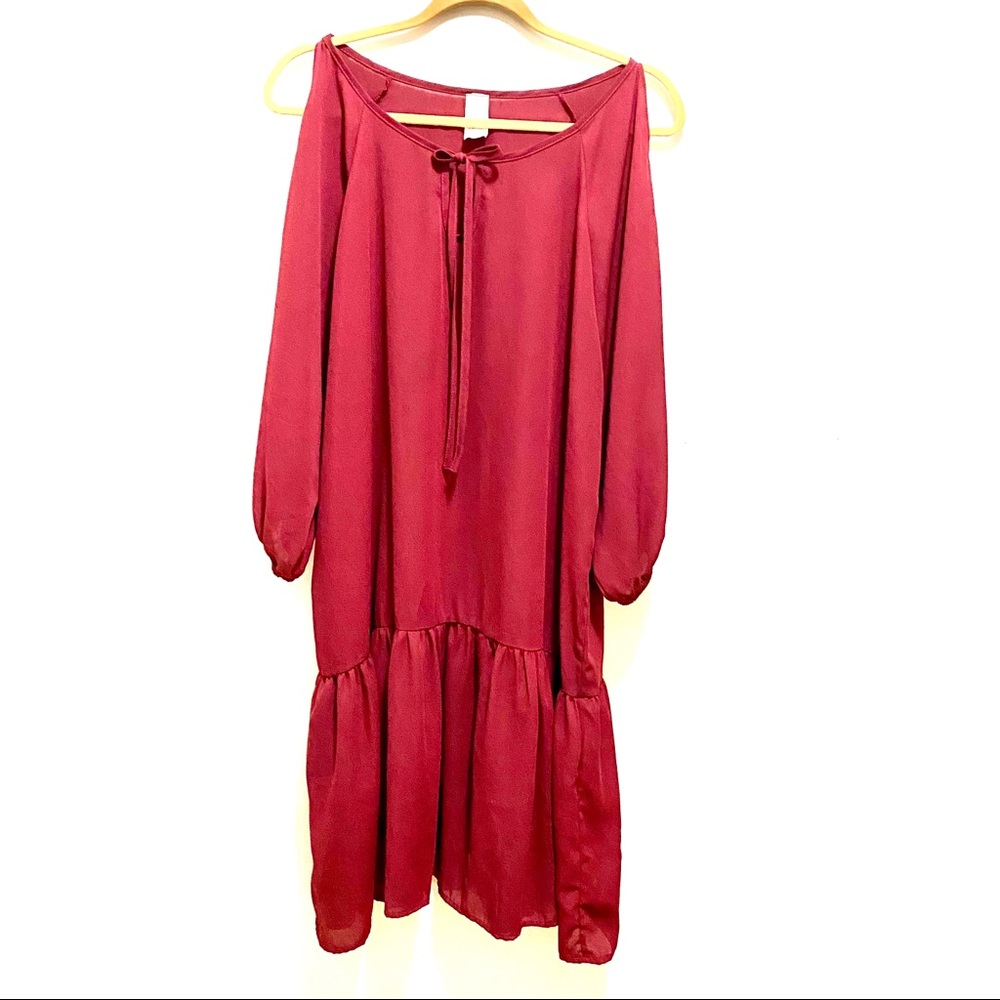 True Light Burgundy Drop Waist Dress